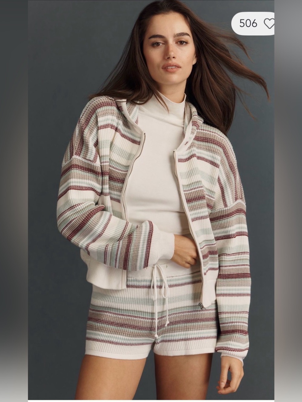 Anthropologie Daily Practice Thermal Zip-Up Cardigan Sweater Sz XXS oversized